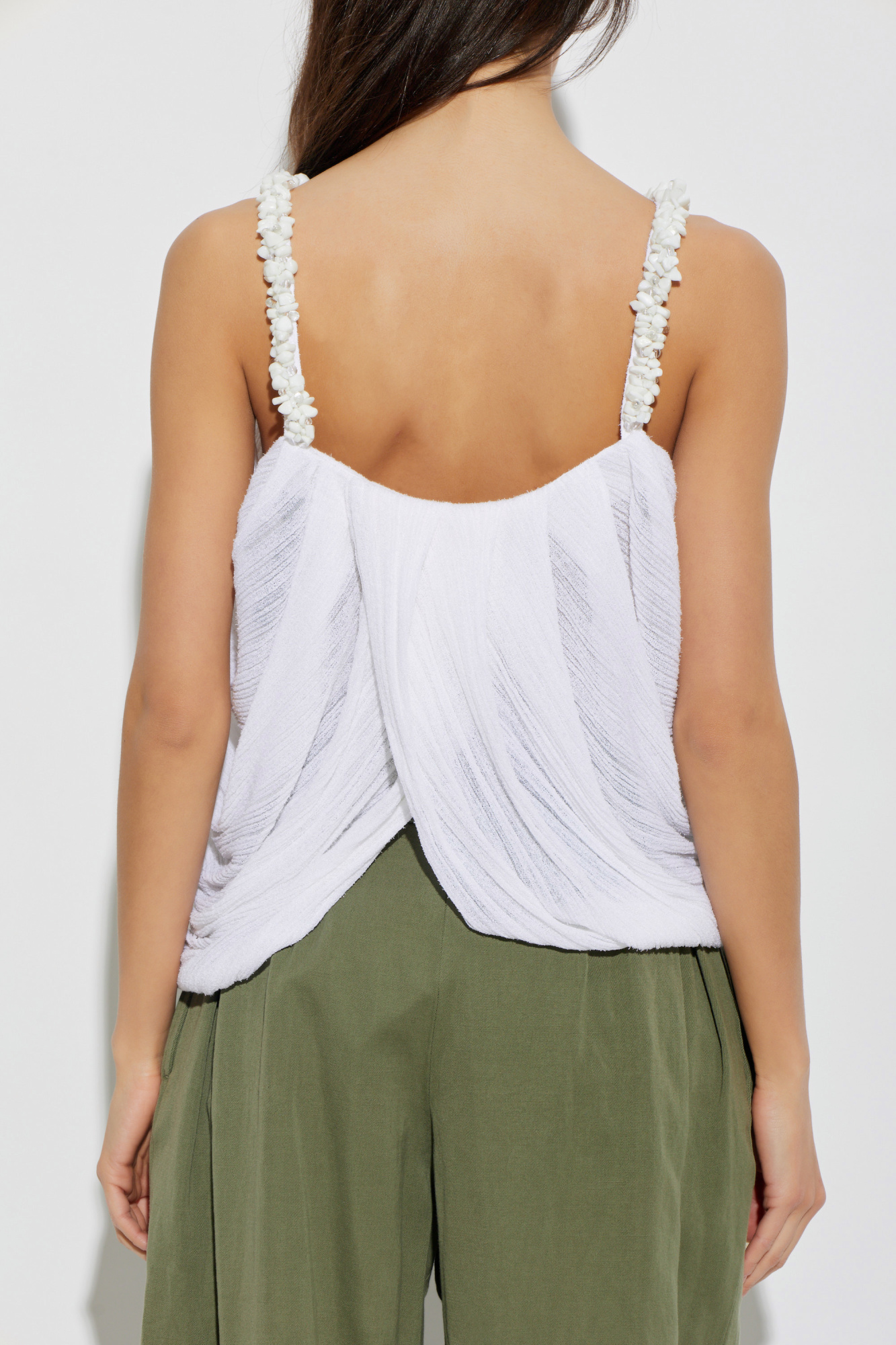 Balmain Asymmetrical beaded top with spaghetti straps | Women's